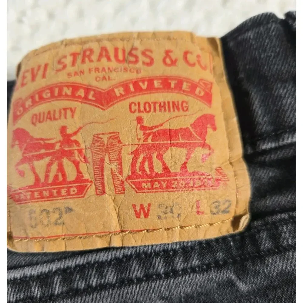 Levis 502 Regular Taper Jeans Mens 30x32 Gray Black Wash Denim Pants #0127